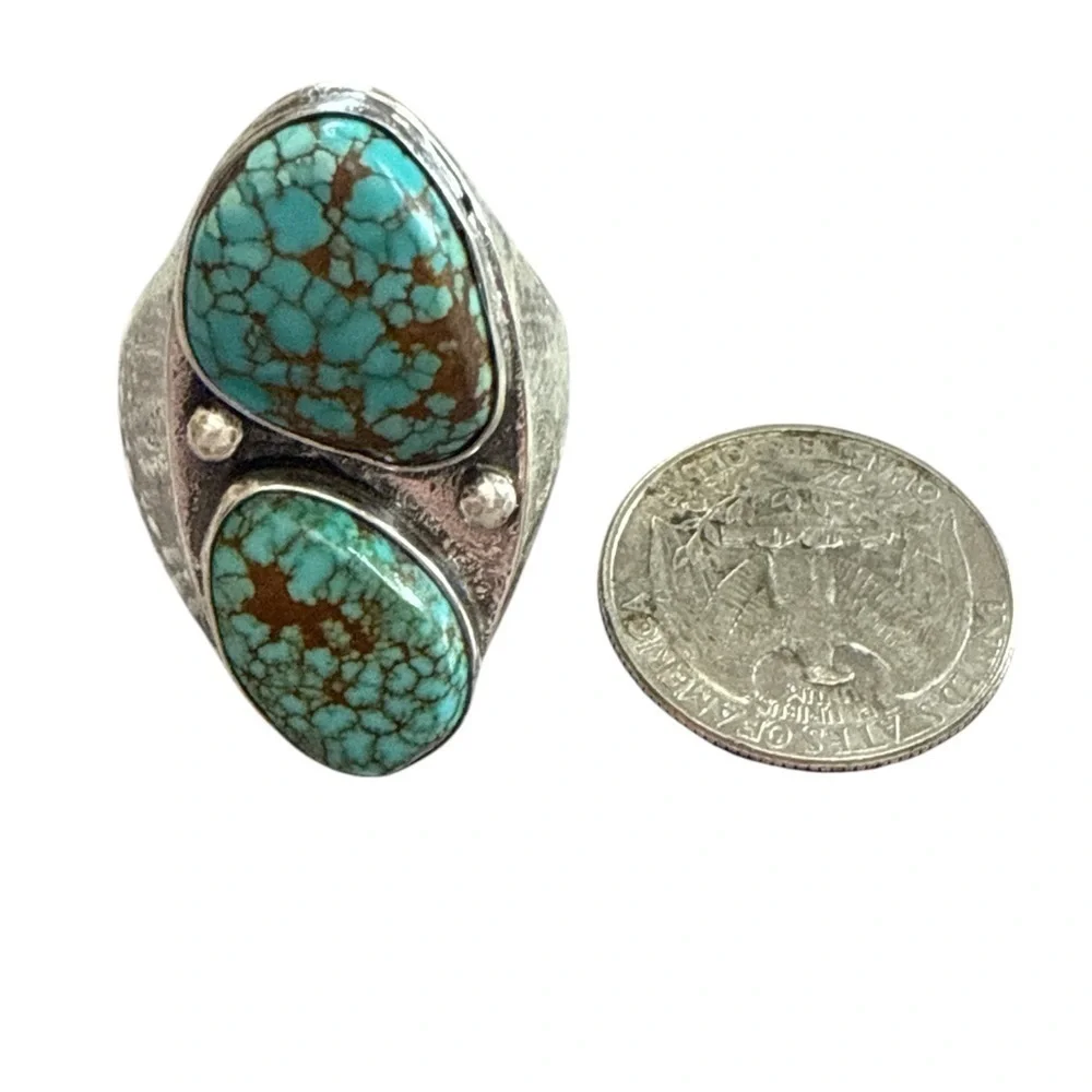 Navajo Silver Nevada Blue Turquoise Ring